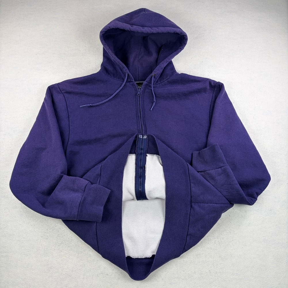 Vintage Camber USA Heavyweight Thermal Lined Zip Hoodie Sunfaded Blue Purple XL